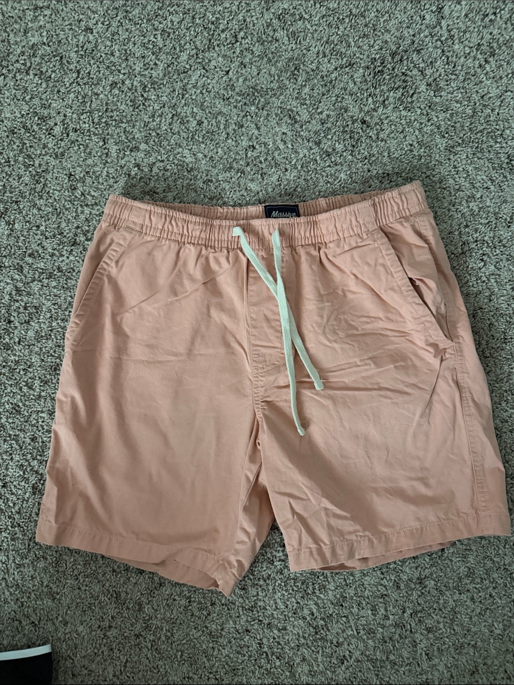 Massive Peach-Pink Men's Swim Trunks with Drawstring